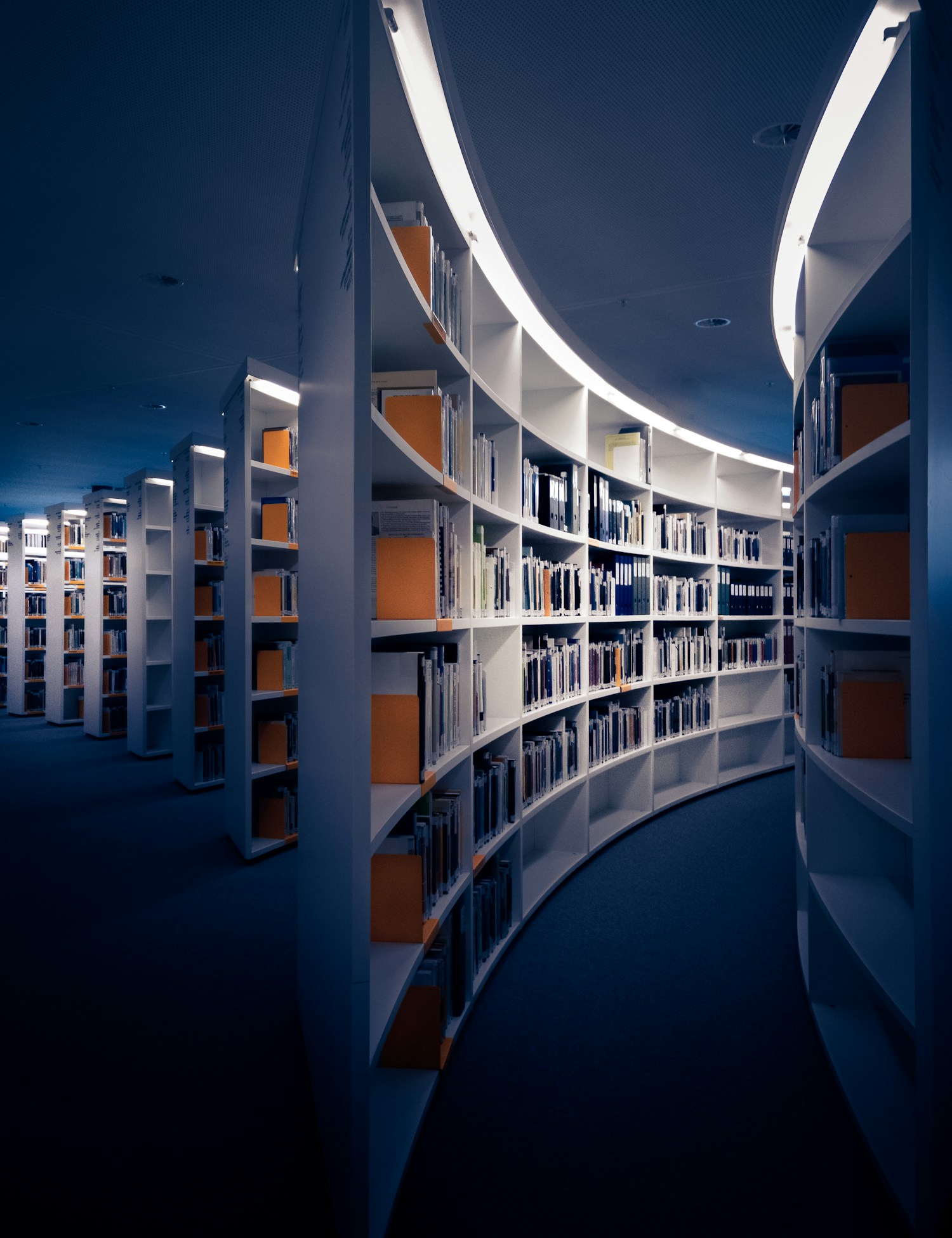 Books and research resources in a library